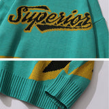Men Sweater Letter Jacquard Crew Neck Pullover