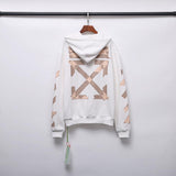 Off White Hoodie With Arrow Print Printed Cotton Sweater Zipper Coat Owt