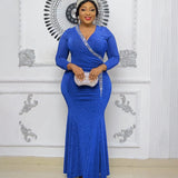 African Dashiki Dress Women's plus Size Slim-Fit Sequined Long Dress