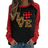 Valentine's Day T Shirt Love Leopard Print Letter Plaid Heart Printing Women's T-shirt