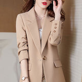 Interview Suit Women Khaki Autumn Blazer Spring and Autumn Leisure