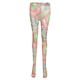 Jumpsuits Summer Women's Clothing Mesh Floral Print See-through Skinny Hip Raise Sports Leggings