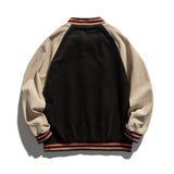 Man Fall Outfis Autumn Vintage Contrast Color Corduroy Letters Embroidered Baseball Uniform Preppy Style Top Men