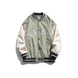 Man Fall Outfis Letter Print Color Blocking Baseball Uniform Coat Loose Couple Jacket