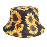 Bucket Hat Fishing Cap Cotton Print Fisherman Hat SUNFLOWER Sunflower Duplex Printing