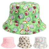 Bucket Hat Fishing Cap Cotton Print Fisherman Hat Cartoon Animation Pattern Outdoor Sun Hat for Men and Women