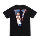 Vlone T Shirt Summer Large V Short Sleeve T-Shirt Hip Hop Half Sleeve