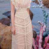 Betty Draper Valentine 'S Day Dress Crochet Lace Temperament Embroidered Court Dress