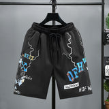 Men White Shorts Summer Ice Silk Shorts Printed Shorts Beach Pants