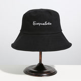 Women Bucket Hat Embroidered Single-Sided Bucket Hat Letters