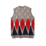 Men Sweater Color Block Jacquard Sweater Vest Coat Men's Sweater Vest