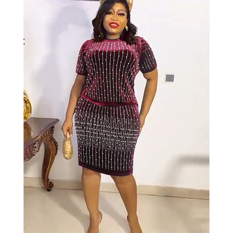 African Dashiki Dress plus Size Women's Beaded Fashion Casual