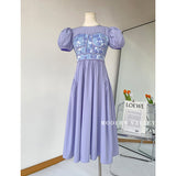 MIDI Mauve Wrap Dress Purple Puff Sleeve Dress Female