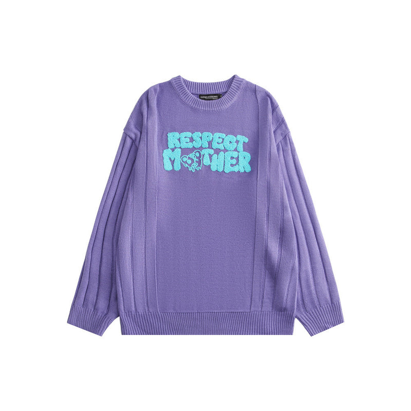 Men Sweater Letter Embroidered Knitwear Men's Pullover