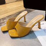 High Heels Slippers High Heel Slippers Fashion Square Toe Open Toe