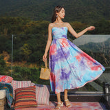 Coachella Music Festival Outfits A- line Tube Top Dress Vacation Beach Dress