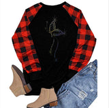 Valentine's Day T Shirt Printed Valentine's Day Long Sleeve T-shirt Red and Black Clothes