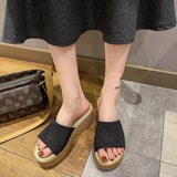 High Heels Slides Summer Thick-Soled Knitted Fashion High Heel Slippers