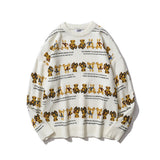 Men Sweater Cartoon Bear Printed Sweater Men's Loose Pullover