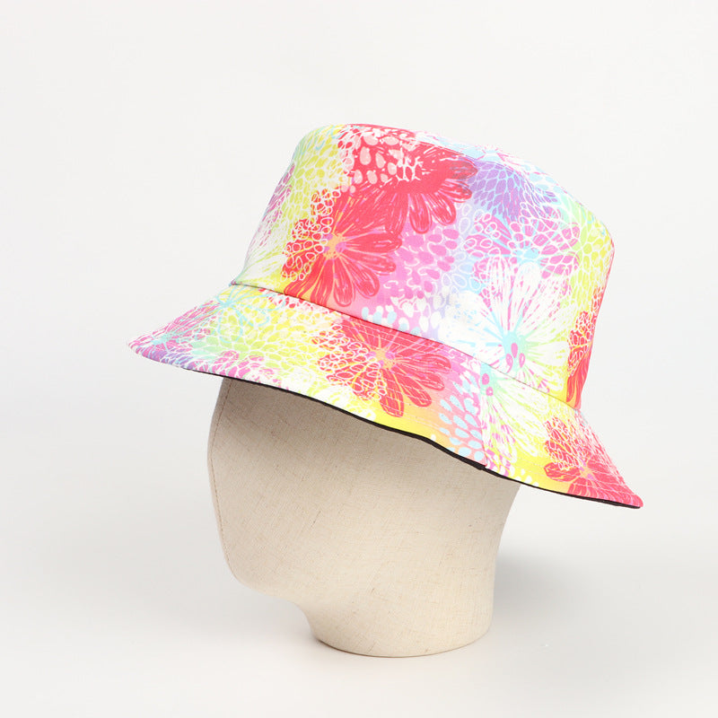 Bucket Hat Fishing Cap Cotton Print Fisherman Hat Printed Colorful Flower Fashion Sun Hat