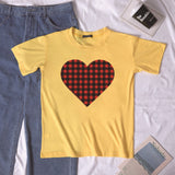 Valentine's Day T Shirt Winter plus Size Women's Clothing Plaid Heart Printing Loose