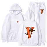 Vlone Hoodie & Pants 2 Piece Set Men'S Printed Hoodie Autumn Winter Sweater