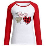 Valentine's Day T Shirt Long Sleeve Leopard Plaid Heart Printing