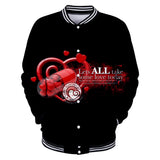 Valentine's Day Jacket Digital 3D Printed Baseball Uniform Jacket