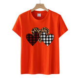 Valentine's Day T Shirts Couples Color Leopard Print Heart Printing Pullover Short Sleeve T-shirt