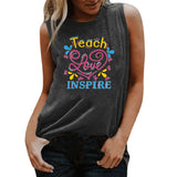 Valentine's Day T Shirt Heart Print plus Size Women's Sleeveless Blouse