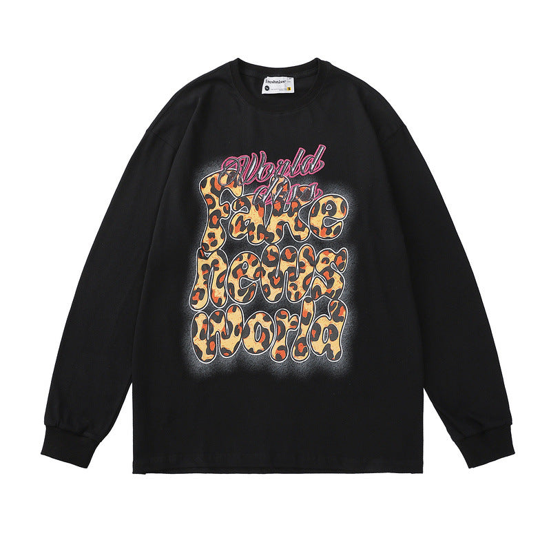 Man Fall Outfitsins Letter Print Long Sleeve T-shirt Men and Women Loose
