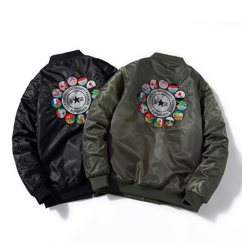 Varsity Jacket Embroidered Air Force Pilot Jacket Men'S Autumn And Winter Baseball Uniform