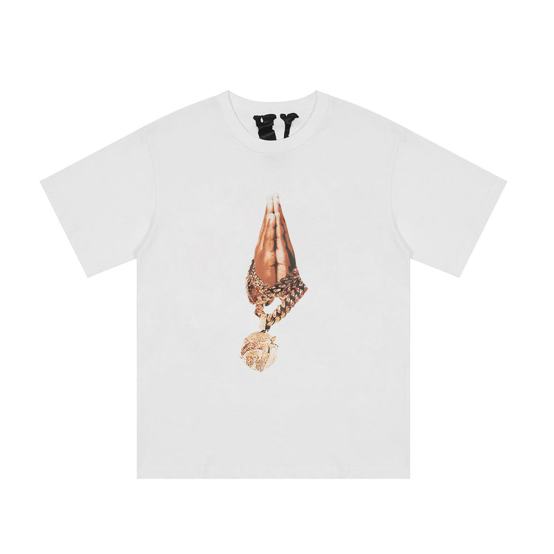 Vlone T Shirt Spring And Summer Large V Printed High Street Short-Sleeved T-Shirt Bottoming Shirt