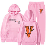 Vlone Hoodie & Pants 2 Piece Set Men'S Printed Hoodie Autumn Winter Sweater