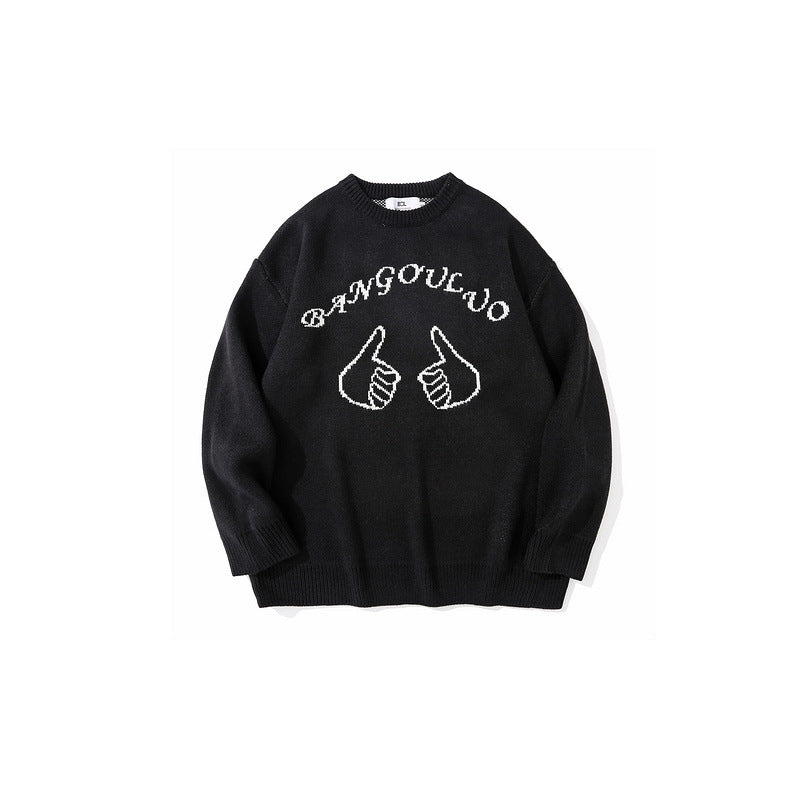 Man Fall Outfits Knitted Top Retro Easy Matching Casual round Neck Sweater for Men and Women