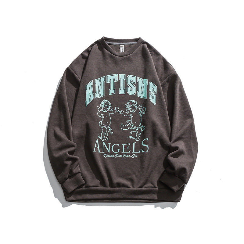 Crew Neck Sweatshirts for Men Men's Clothing Autumn Printed Crew Neck Sweatshirt Men's and Women's Casual Loose