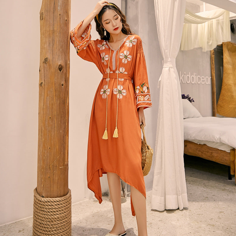 Coachella Music Festival Outfits Summer Bell Sleeve Long Dress Loose Dress for Women