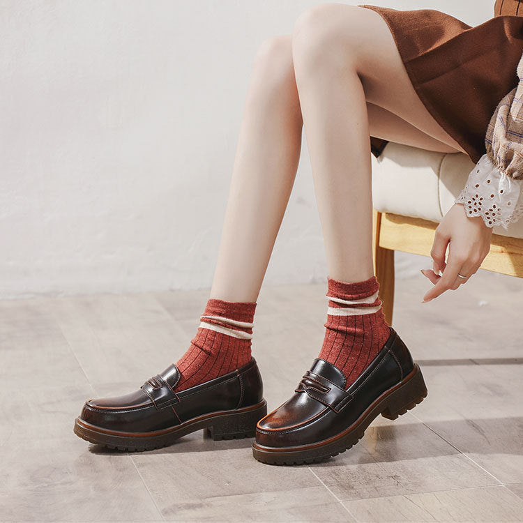 Mary Jane Shoes Summer Beef Tendon Retro Loafers