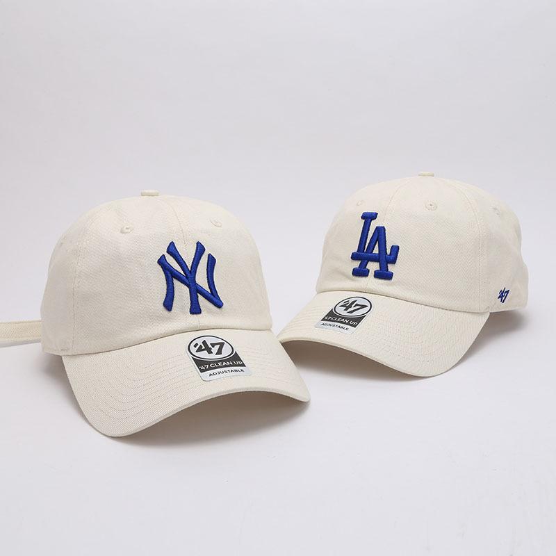 Dodgers and Yankees Baseball Cap 47brand Baseball Cap Women's Embroidered Beige Casual Hat Thin