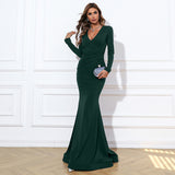 Skin Tight Long Dresses Autumn and Winter French Retro Evening Dress
