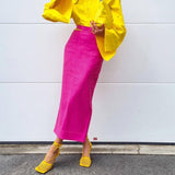 MIDI Mauve Skirt Autumn Autumn Skirt Long Skirt Cotton Linen High Waist