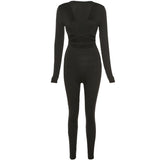 Summer Tight Sexy Cropped Lace-up Solid Color Jumpsuit for Women