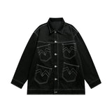 Men Denim Jackets Fall Black Denim Jacket