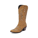 Beth Dutton Shoes Embroidered Rhinestone Women's Large Size Women's Shoes Knee-High Boots