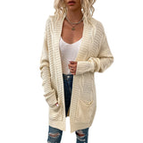 Women's Cardigan Knit Sweater Women's Mid-Length Cardigan for Autumn and Winter