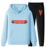 Vlone Hoodie & Pants 2 Piece Set Printed Sweater Casual