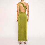 Kendall Jenner Wedding Guest Dress Crossbody Hollow-out Chest-Flattering Hot Girl Sexy Backless Slit Slimming