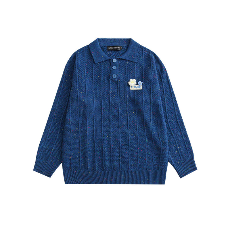 Men Sweater Men's Lapel Sweater Half-Open Collar Pullover