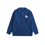 Men Sweater Men's Lapel Sweater Half-Open Collar Pullover