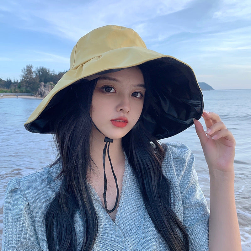 Women Bucket Hat Sun-Proof Big Brim Face-Covering